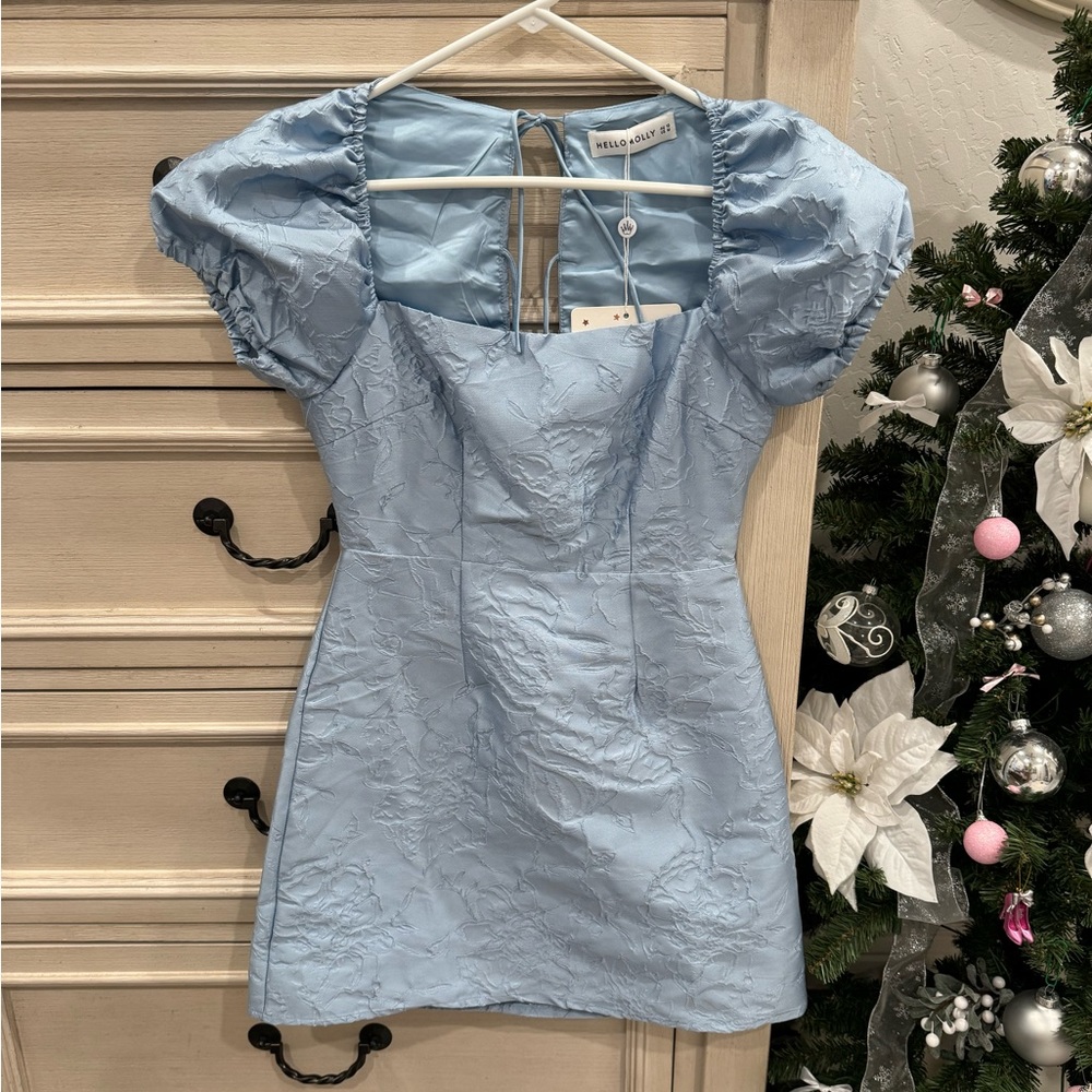 Hello Molly Blue Puff Sleeve Dress